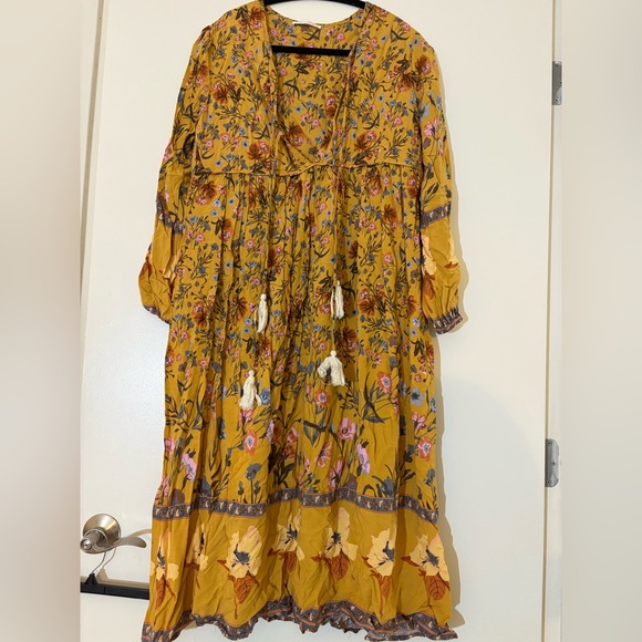 Mustard Yellow Boho Maxi Dress - Picture 1 of 4